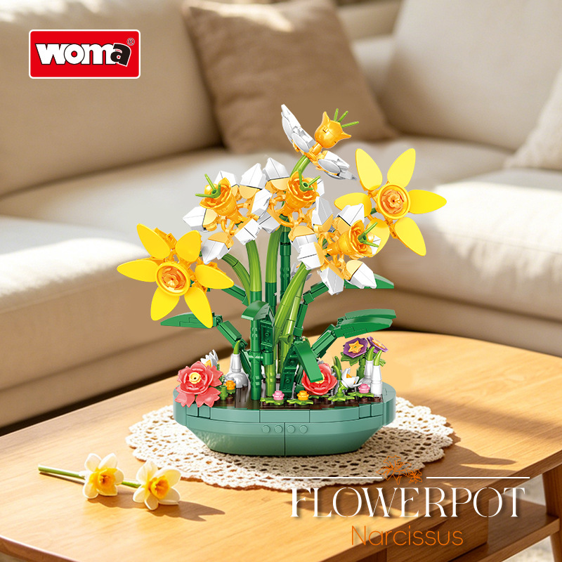 Plant Parent Pot - WOMA Simulated Daffodil Building Blocks Preserved