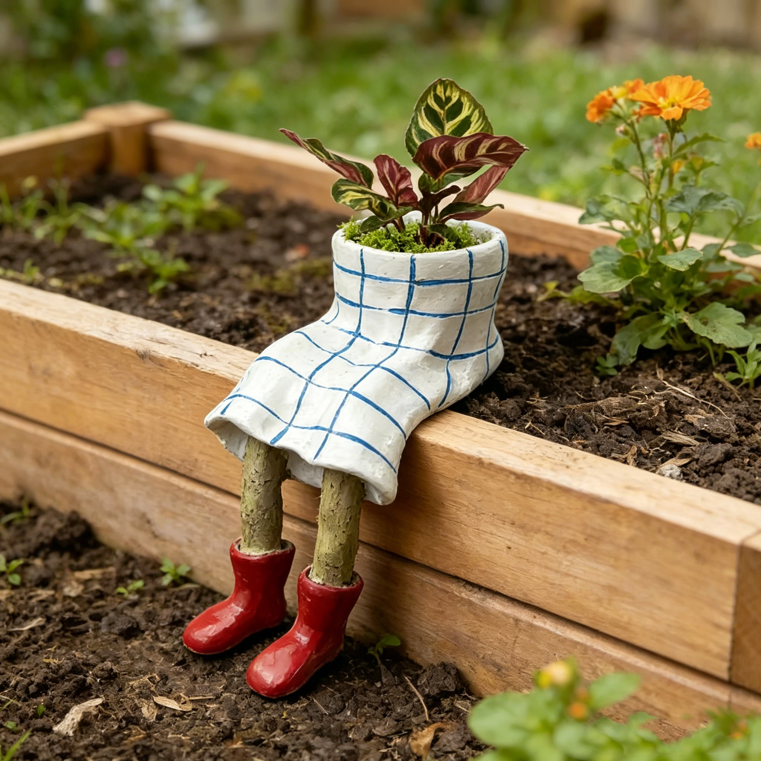 Plant Parent Pot - 1Pcs Novelty Sitting Legs Ceramic Planter,